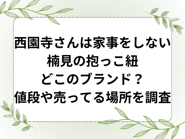 西園寺さんは家事をしない楠見の抱っこ紐どこのブランド？値段や売ってる場所を調査